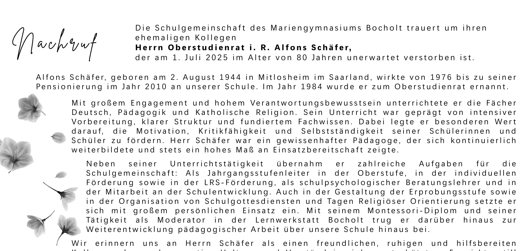 Nachrichtenbild: Nachruf Alfons Schäfer