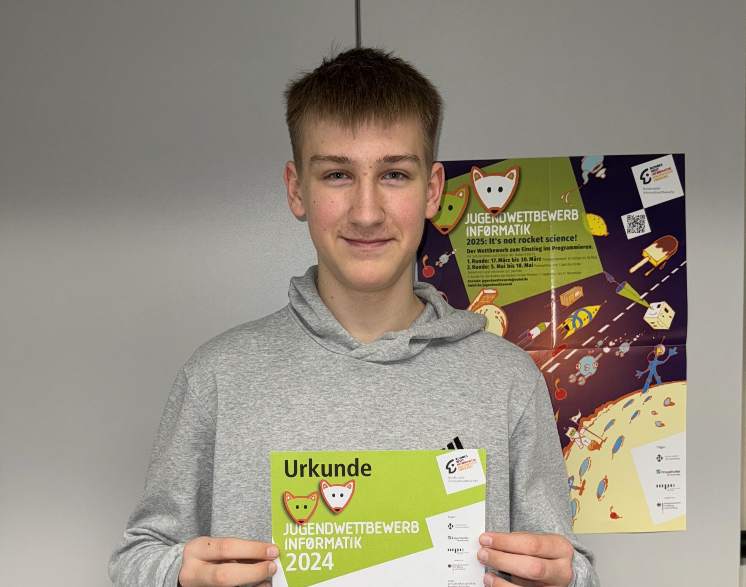 Nachrichtenbild: Friedrich Welling erreicht den 2. Platz beim Jugendwettbewerb Informatik auf Bundesebene!